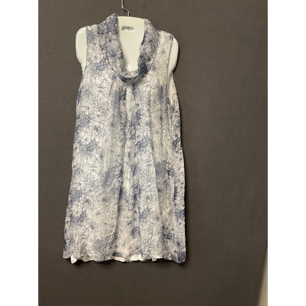 Elena Baldi Floral Sleeveless Dress Made in Italy,‎ Large, Viscose Silk Blend